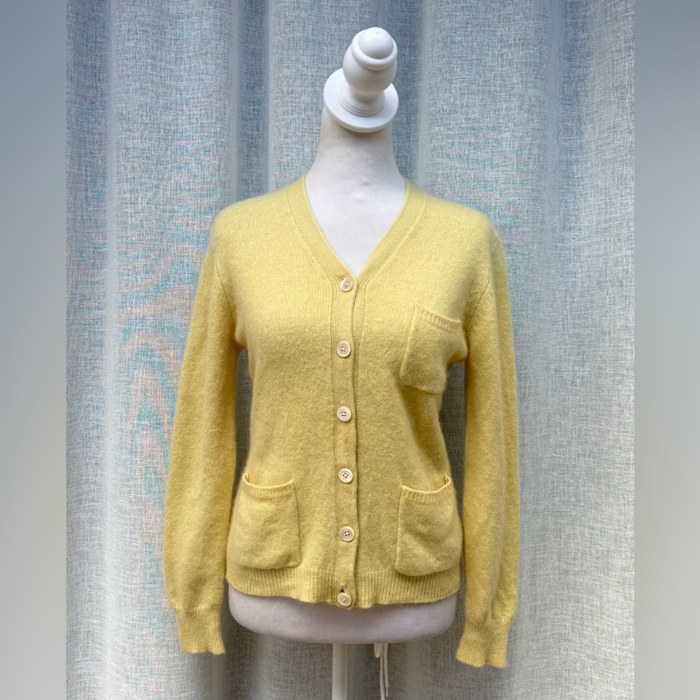 1990 Ralph Lauren blue label soft yellow cashmere button down cardigan